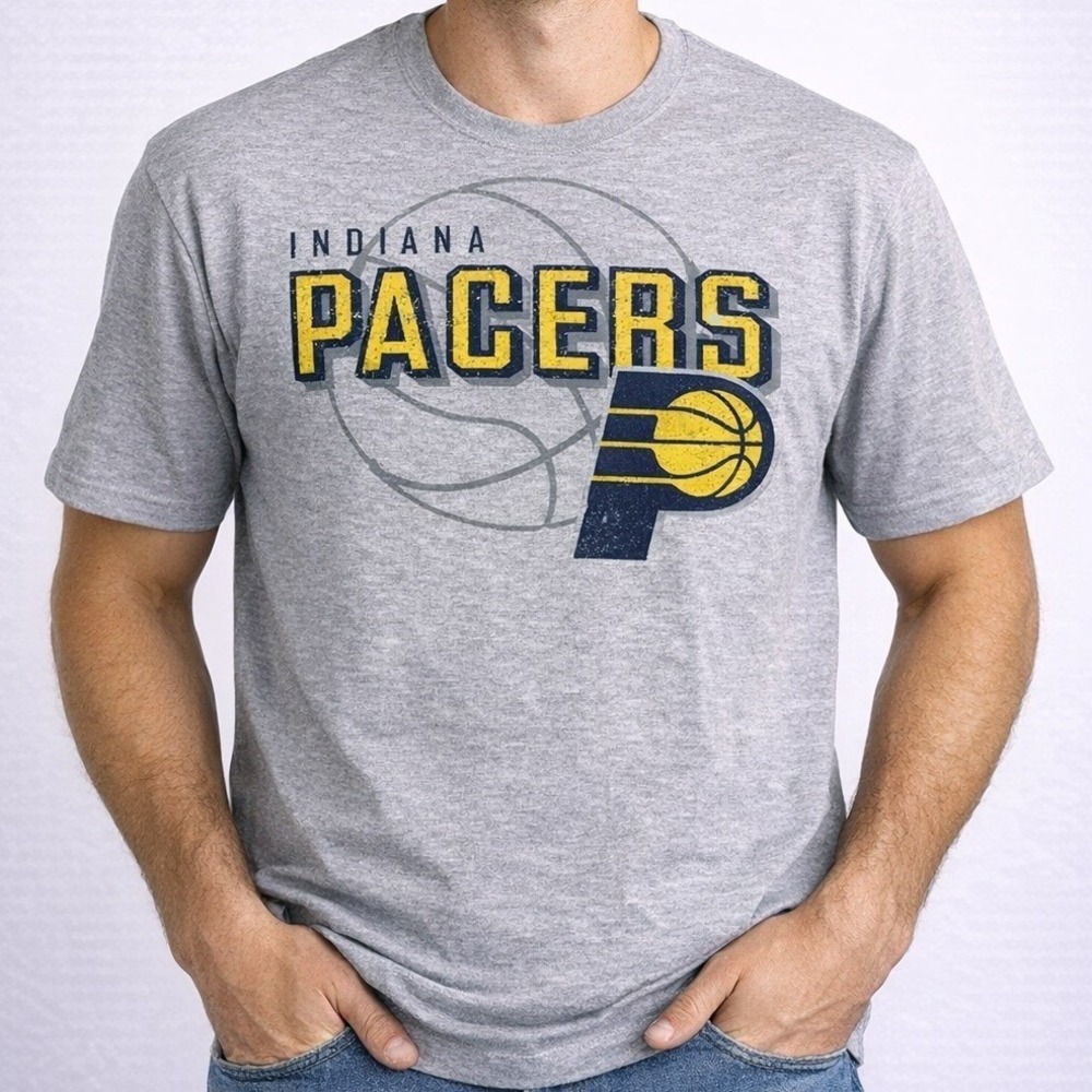 NBA Indiana Pacers T Shirt Mens XL Gray Short Sleeve‎ Basketball Tee NWT